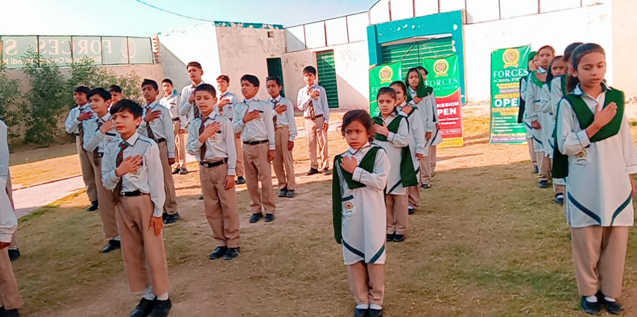 Monitor badge & Oath taking ceremony held in morning Assembly at Forces School And College System Sir Rasheed Campus, Mandi Madrassa